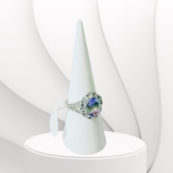 BP STERLING CLUB LAB CREATED BI COLOR BLUE/PURPLE ALEXANDRITE RING (Size 7) - Picture 3 of 7